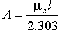 A=(mu x l/2.303)
